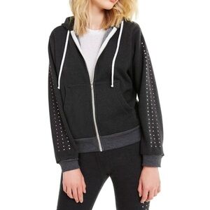 WILDFOX Track Glitz Regan Zip Hoodie Dark Gray Sm